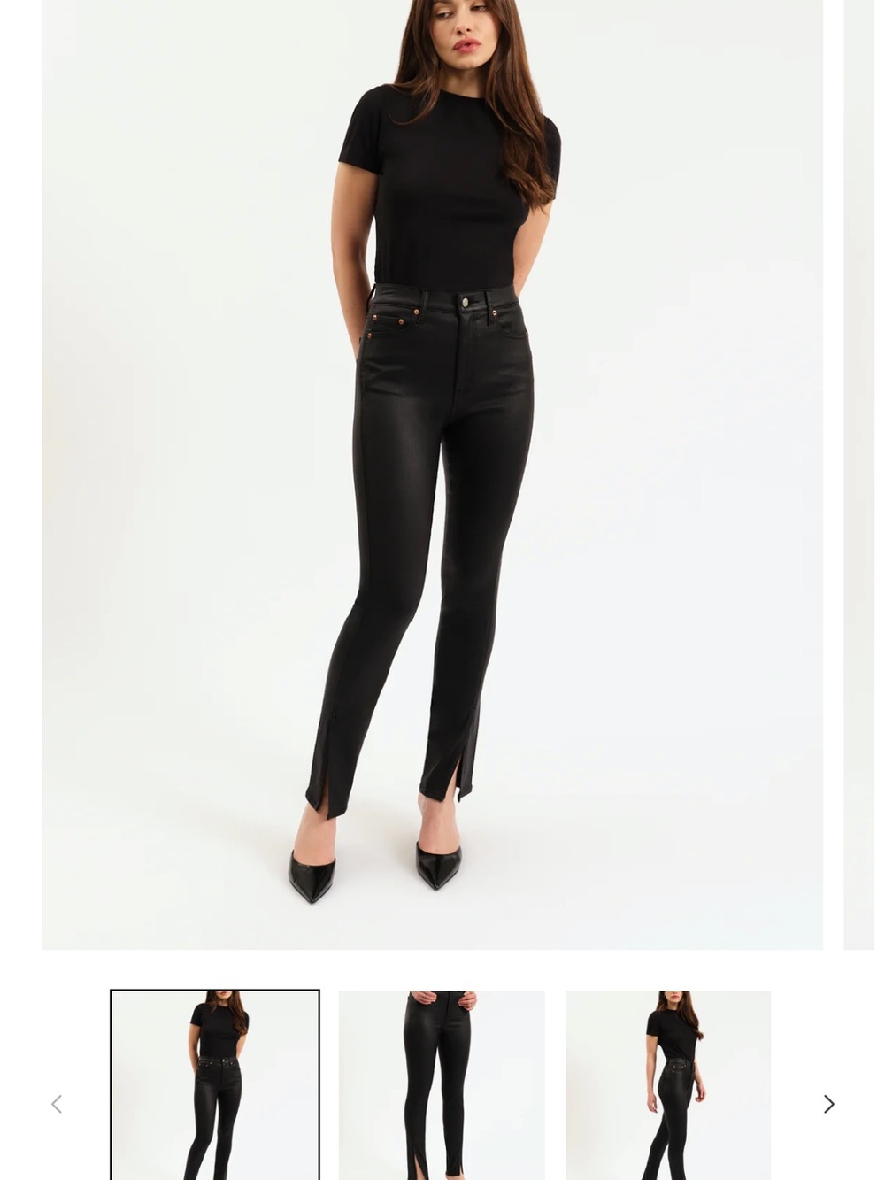 Daze Sleek Black High-Waist Skinny Pants with Front Slits